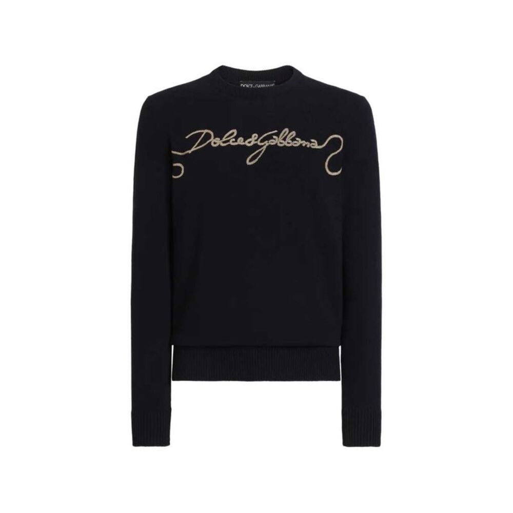 Dolce & Gabbana Men Embroidered Plain-Knit Sweater